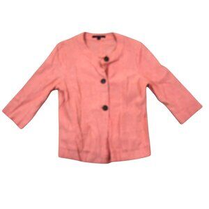 Chadwick's Women’s Blazer Jacket Size 12 Coral Linen Blend 3/4 Sleeve Preppy